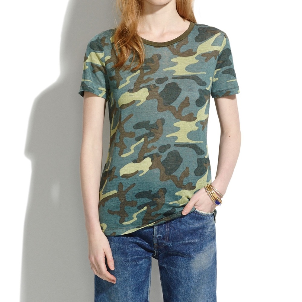 Madewell 100% linen camo shirt